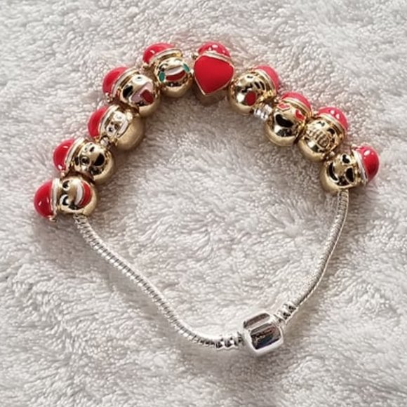Sterling Silver 925 Emoji Charm Bracelet - Picture 1 of 9